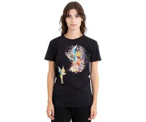 Disney Women's Fairies Tinker Bell, Rosetta, Silvermist Floral Fun Ladies T Shirt, Black