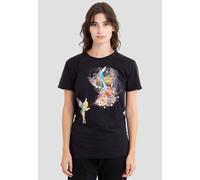 Disney Women's Fairies Tinker Bell, Rosetta, Silvermist Floral Fun T-Shirt, Black | Size: Large Disney Black L