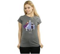 Disney Women's Frozen 2 Distressed Group Cotton T-Shirt in Charcoal | Size: 2XL Disney Charcoal 2XL