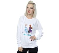 Disney Women's Frozen 2 Elsa & Anna Seek The Truth Sweatshirt in White | Size: Medium Disney White M