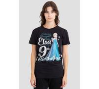 Disney Women's Frozen Bright Like Elsa 9th Birthday T-Shirt, Black | Size: Large Disney Black L