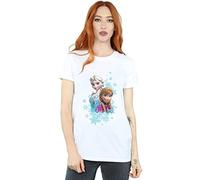 Disney Women's Frozen Elsa and Anna Sisters Boyfriend Fit T-Shirt White Medium