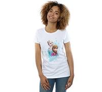 Disney Women's Frozen Elsa and Anna Sisters T-Shirt White Small