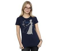 Disney Women's Frozen Elsa Christmas Silhouette T-Shirt Large Navy Blue
