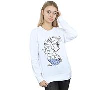 Disney Women's Frozen Elsa Sketch Sweatshirt Medium White