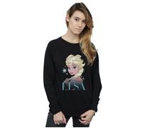 Disney Women's Frozen Elsa Snowflake Portrait Sweatshirt in Black | Size: Medium Disney Black M