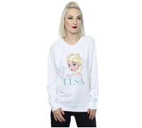 Disney Women's Frozen Elsa Snowflake Portrait Sweatshirt White Large