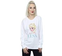 Disney Women's Frozen Elsa Snowflake Portrait Sweatshirt White Large
