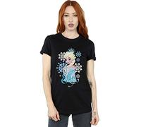 Disney Women's Frozen Elsa Snowflakes Boyfriend Fit T-Shirt Black XXXX-Large
