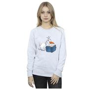 Disney Women's Frozen Olaf Reading Sweatshirt in Grey | Size: Medium Disney Grey M