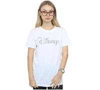 Disney Women's Glacial Logo Cotton Boyfriend T-Shirt in White | Size: Medium Disney White M