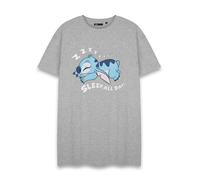 Disney Lilo & Stitch Stitch Women's Grey Marl Nightie | Sleep All Day Graphic TGown | Cute Sleepwear PJ Set | Character Nightwear for Ladies