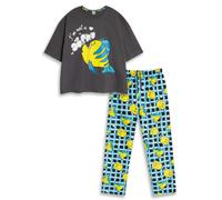 Disney The Little Mermaid Flounder Women's Black and Blue Short Sleeve Long Leg Pyjama Set | 'I'm Not a Guppy' Quote | Film Inspired Sleepwear Merch - Medium