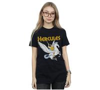 Disney Women's Hercules With Pegasus Cotton Boyfriend T-Shirt in Black | Size: 4XL Disney Black 4XL