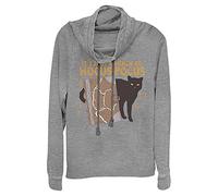 Disney Women's Hocus Pocus Binx and Book Long Sleeve Cowl Neck Pullover T-Shirt, Gray Heather, XXXXL