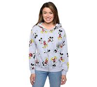 Disney Womens Hoodie Mickey Mouse All Over Print Zip Up (Heather Grey, 3x)