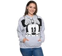 Disney Women's Hoodie Minnie Mouse Peeking Pullover Sweatshirt (Large) Heather Grey