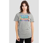 Disney Women's Inside Out 2 Joy Its Fine Im Fine T-Shirt in Grey | Size: 2XL Disney Grey 2XL