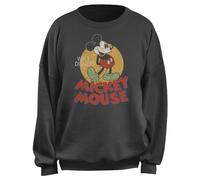 Disney Women's Junior's Mickey Oversized Fleece, Charcoal, Large, Charcoal, Large