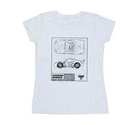 Disney Womens/Ladies Cars Lightning McQueen Blueprint Cotton T-Shirt - White - White - L