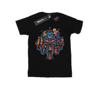 (L, Black) Disney Womens/Ladies Coco Tree Pattern Cotton Boyfriend T-Shirt