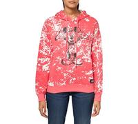 Disney Women's Ladies Juniors Mickey Mouse Washed Hoodie Hooded Sweatshirt, Red Bleached, XL