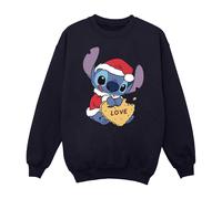 Disney Womens/Ladies Lilo And Stitch Christmas Love Biscuit Sweatshirt (Navy Blue) - Size Small