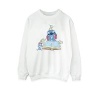 Disney Womens/Ladies Lilo & Stitch Reading A Book Sweatshirt (White) - Size Small