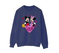 Disney Womens/Ladies Love Hearts Mickey & Minnie Mouse Sweatshirt (Navy Blue) - Size Small