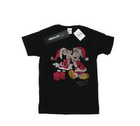 Disney Womens/Ladies Mickey And Minnie Christmas Kiss Cotton Boyfriend T-Shirt (Black) - Size Medium