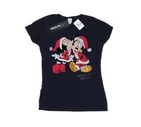 Disney Womens/Ladies Mickey And Minnie Christmas Kiss Cotton T-Shirt BI31621