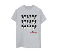 Disney Womens/Ladies Mickey Mouse Many Faces Cotton Boyfriend T-Shirt - Sports Grey - Sports Grey - 3XL