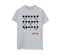 Disney Womens/Ladies Mickey Mouse Many Faces Cotton Boyfriend T-Shirt - Sports Grey - Sports Grey - M