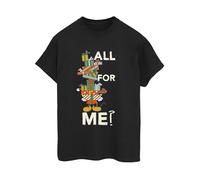 (4XL, Black) Disney Womens/Ladies Mickey Mouse Presents All For Me Cotton Boyfriend T-Shirt