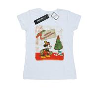 Disney Womens/Ladies Mickey Mouse Vintage Christmas Cotton T-Shirt BI48695