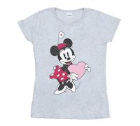 Disney Womens/Ladies Minnie Mouse Love Heart Cotton T-Shirt BI32420