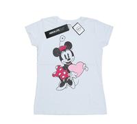 (M, White) Disney Womens/Ladies Minnie Mouse Love Heart Cotton T-Shirt