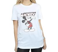 Disney Womens/Ladies Presents Mickey Mouse Cotton Boyfriend T-Shirt - White - White - L