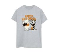 Disney Womens/Ladies Winnie The Pooh And Piglet Happy Halloween Cotton Boyfriend T-Shirt - Sports Grey - Sports Grey - M
