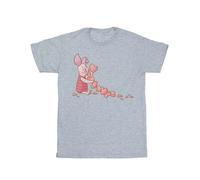 Disney Womens/Ladies Winnie The Pooh Piglet Chain Of Hearts Cotton Boyfriend T-Shirt - Sports Grey - Sports Grey - 4XL
