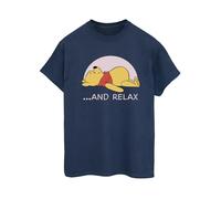 Disney Womens/Ladies Winnie The Pooh Relax Cotton Boyfriend T-Shirt - Navy Blue - Navy Blue - L