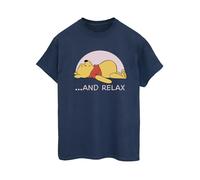 Disney Womens/Ladies Winnie The Pooh Relax Cotton Boyfriend T-Shirt - Navy Blue - Navy Blue - XL
