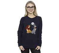 Disney Women's Lady and The Tramp Christmas Hugs Sweatshirt Navy Blue Medium