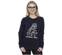 Disney Women's Lady and The Tramp Christmas Hugs Sweatshirt Navy Blue X-Large