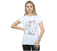 Disney Women's Lady & The Tramp Collage Sketch Cotton T-Shirt in White | Size: Large Disney White L