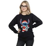 Disney Women's Lilo And Stitch Stitch Christmas Sweatshirt Black XX-Large