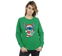 Disney Women's Lilo And Stitch Stitch Christmas Sweatshirt Irish Green X-Large