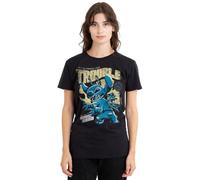 Disney Women's Lilo and Stitch Trouble Comic Ladies T Shirt, Black