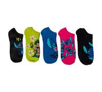 Disney Women's Lilo & Stitch 5 Pack No Show Casual, Assorted Bright, Sock 8-10 Fits Shoe Size 2-8.5 UK (Pack of 5)