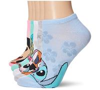 Disney Women's Lilo & Stitch 5 Pack No Show Casual, Assorted Pastel, Sock 8-10 Fits Shoe Size 2-8.5 UK